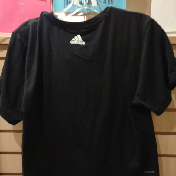 NWT Womens ADIDAS Black White Cropped W LIN SJ CROP T Casual Shirt - Picture 4 of 7